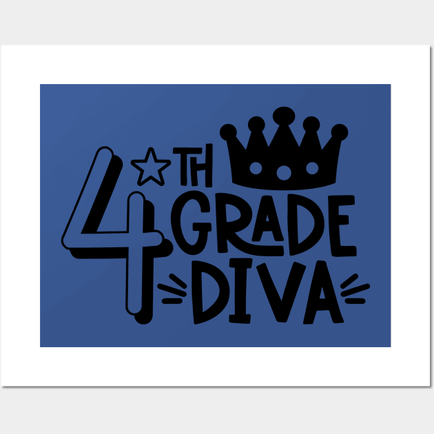 4th Grade Diva Cute Kids Girls School Back to School Wall Art by ThreadSupreme
